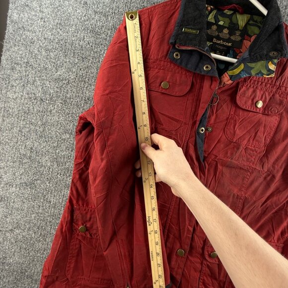 Barbour MORRIS UTILITY Waxed Jacket Women Full Zip Red Size 12 US Collared - Picture 10 of 16